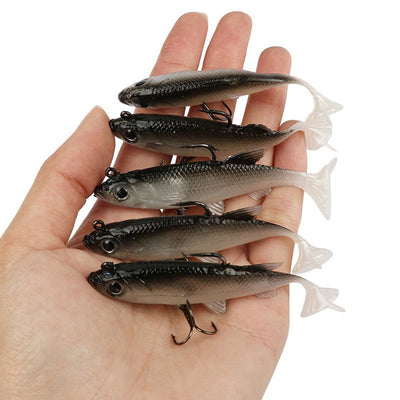 Señuelo de pesca silicona suave de 8 cm con dos anzuelos x 5 piezas - MAGICAL OUTDOOR