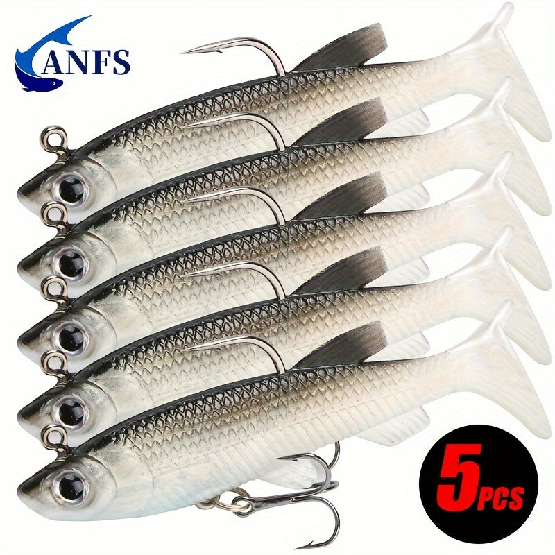 Señuelo de pesca silicona suave de 8 cm con dos anzuelos x 5 piezas - MAGICAL OUTDOOR