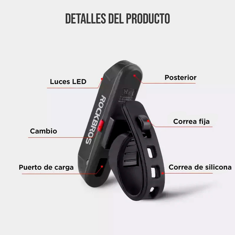 Luz trasera Ciclismo ROCKBROS A54BK -6Modos, 100% LED - MAGICAL OUTDOOR