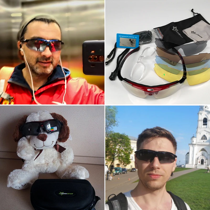 Óculos de sol polarizados RockBros, 100% UV, conjunto de 5 lentes, esportes ao ar livre.