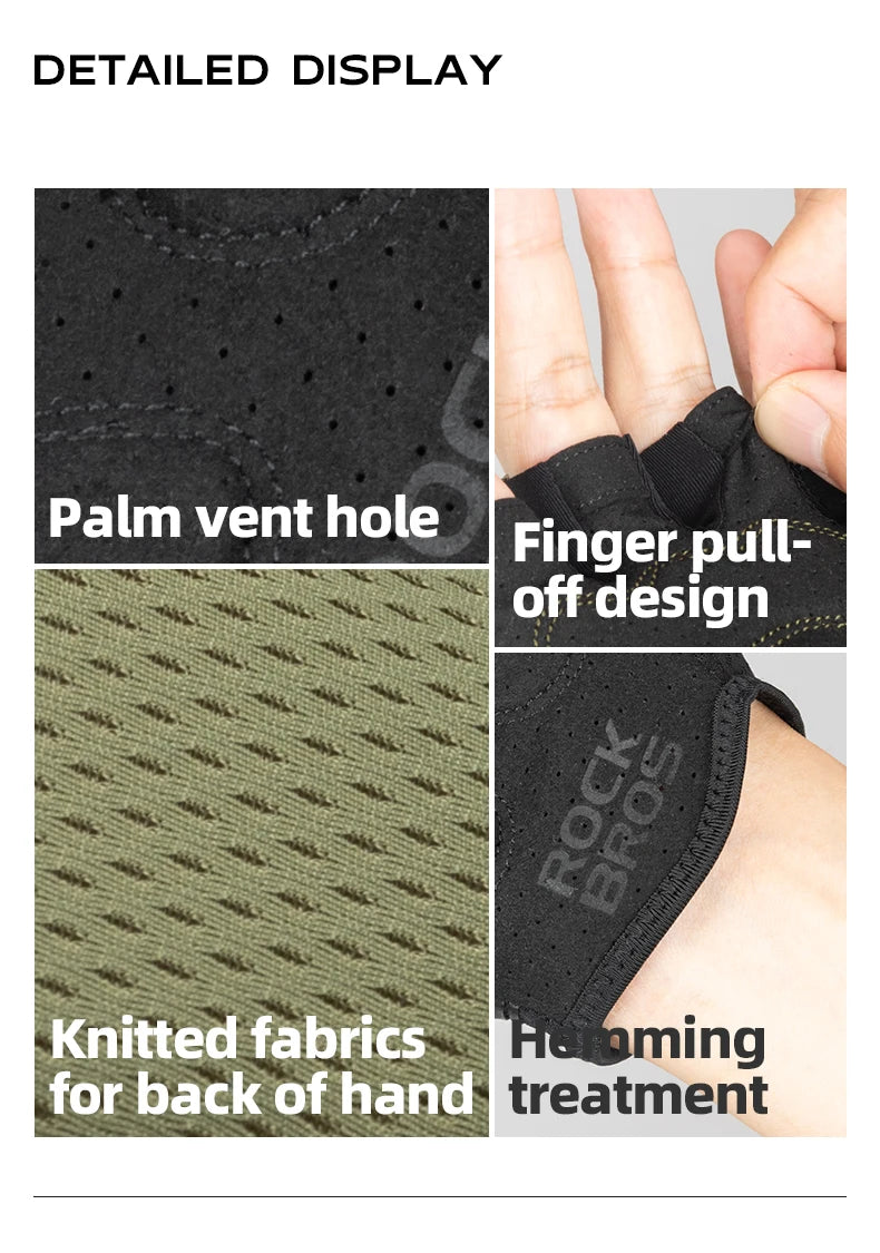 Guantes de ciclismo ROCKBROS S360, guantes de medio dedo a prueba de golpes para bicicleta