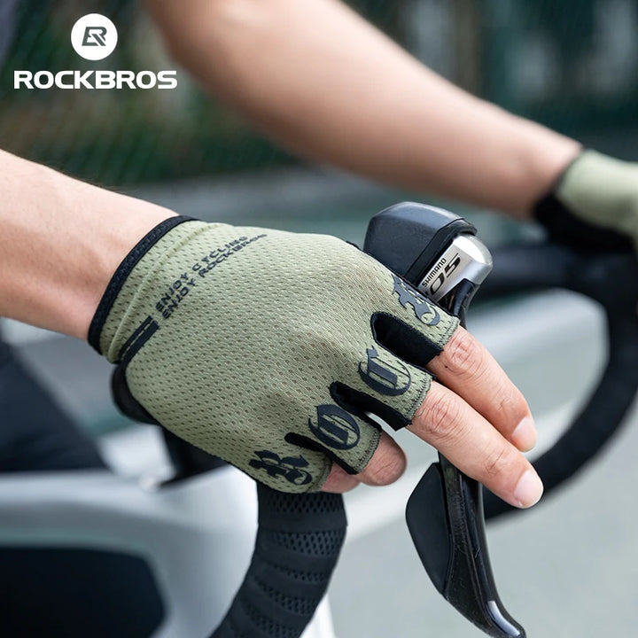 Guantes de ciclismo ROCKBROS S360, guantes de medio dedo a prueba de golpes para bicicleta