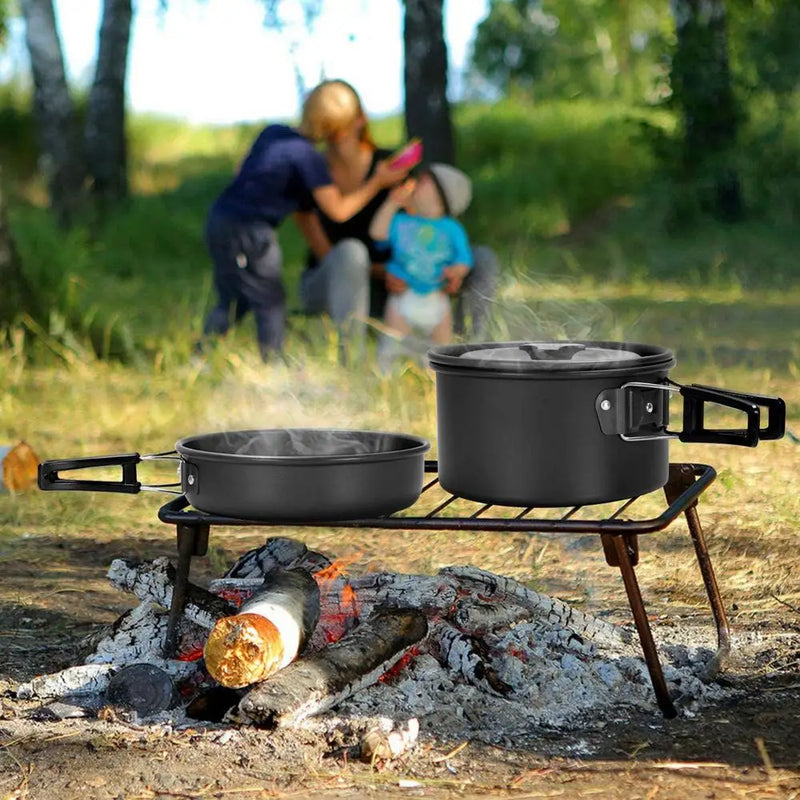 Conjunto de panela e frigideira de acampamento