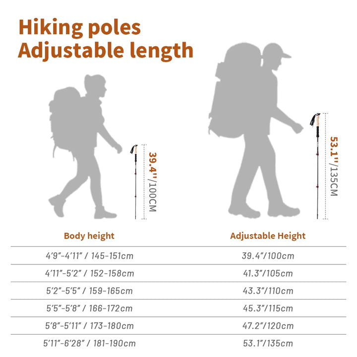 Combo 2 bastones telescópicos en fibra de carbono para Trekking y senderismo con accesorios Naturhike