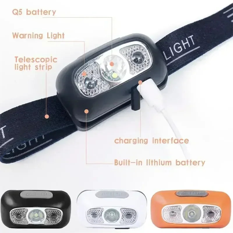 Linterna frontal portátil con Sensor LED recargable para acampar al aire libre y pesca - MAGICAL OUTDOOR
