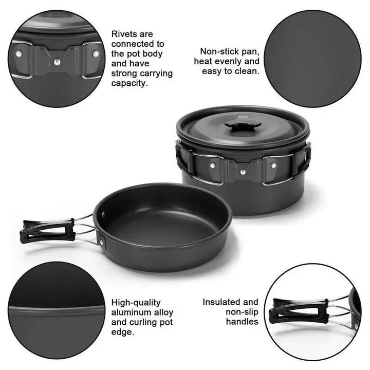Utensilios de cocina para acampar Olla, Sartén, Tetera, portátil y plegable - MAGICAL OUTDOOR