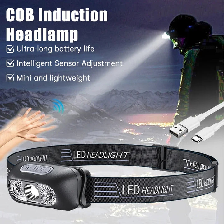 Linterna frontal portátil con Sensor LED recargable para acampar al aire libre y pesca - MAGICAL OUTDOOR