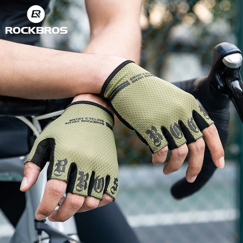 Guantes de ciclismo ROCKBROS S360, guantes de medio dedo a prueba de golpes para bicicleta