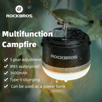 ROCKBROS Camping Light LED Type-C Rechargeable 3600mAh Power Bank 5 Gears Magnetic Outdoor Tent Light Portable Emergency Light - MAGICAL OUTDOOR