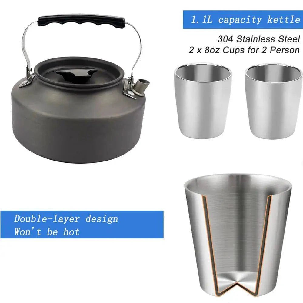 Utensilios de cocina para acampar Olla, Sartén, Tetera, portátil y plegable - MAGICAL OUTDOOR