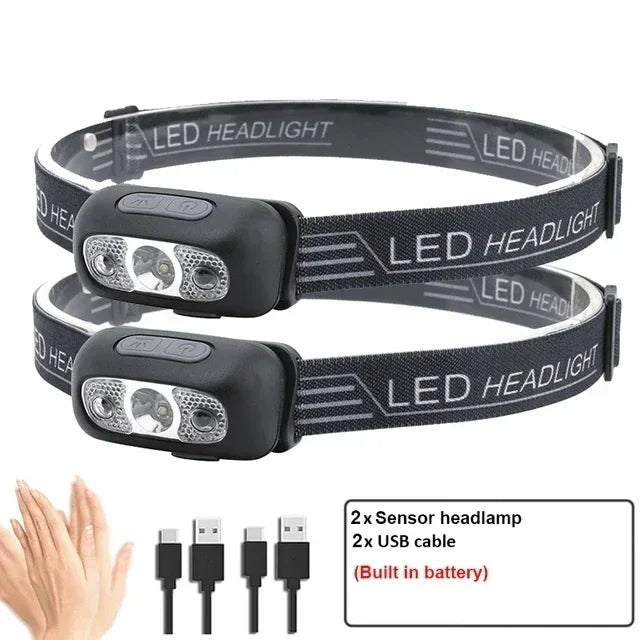 Linterna frontal portátil con Sensor LED recargable para acampar al aire libre y pesca - MAGICAL OUTDOOR