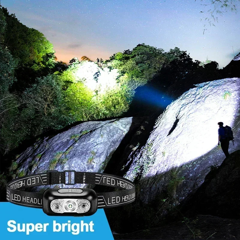 Linterna frontal portátil con Sensor LED recargable para acampar al aire libre y pesca - MAGICAL OUTDOOR