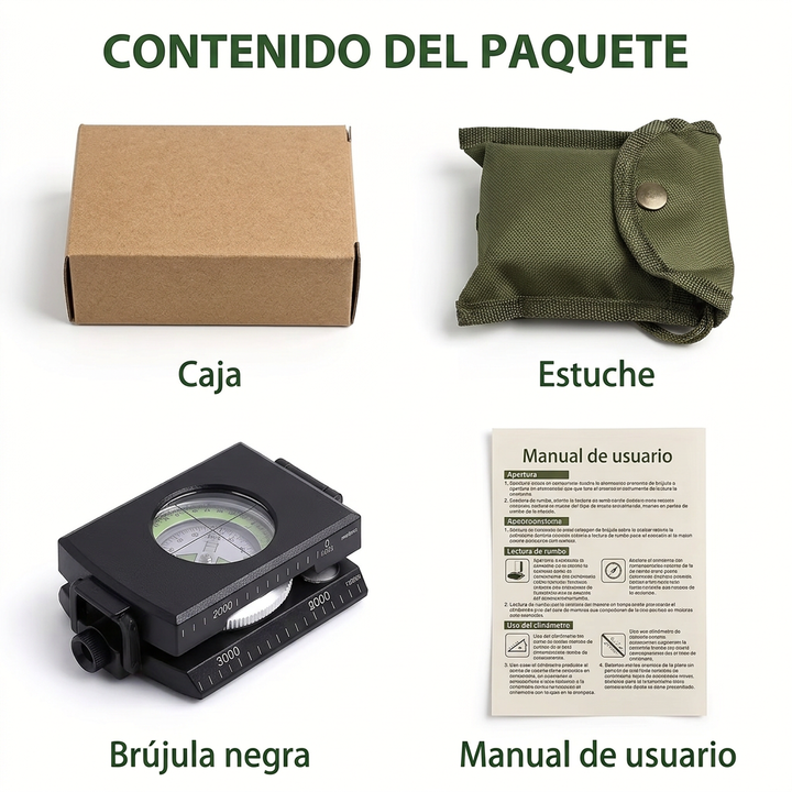 Contenido del paquete con los cuatro elementos separados
