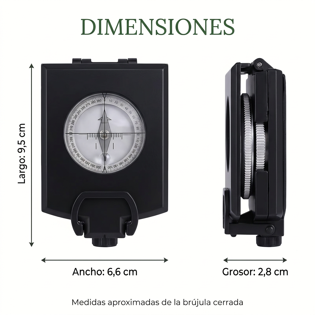 Dimensiones corregidas de la brújula negra
