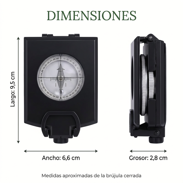 Dimensiones corregidas de la brújula negra