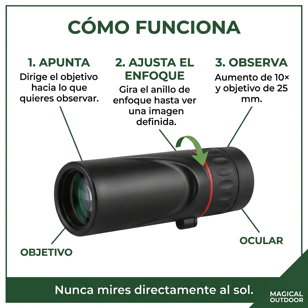 Guía de funcionamiento del monocular en español