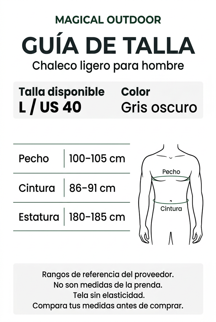 Guía de talla L del chaleco