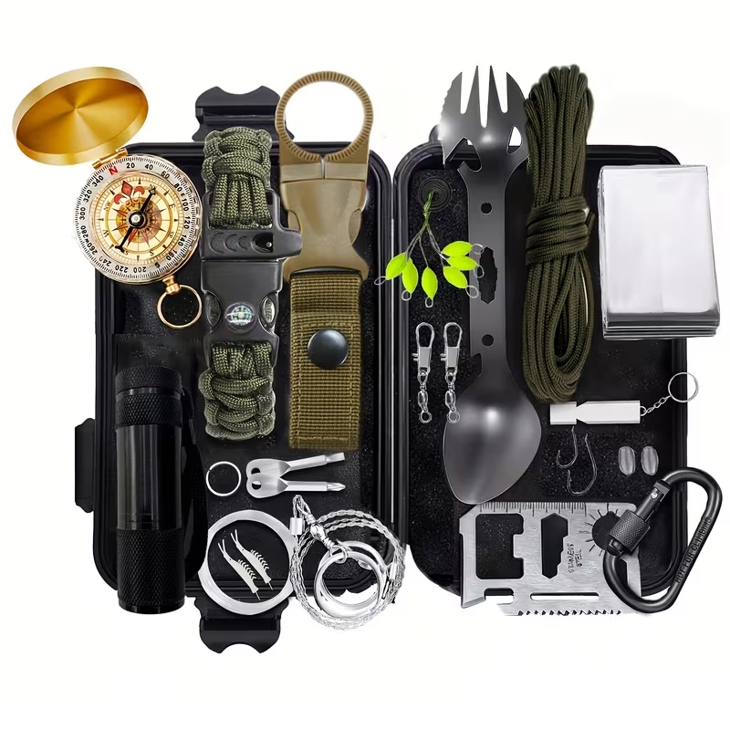 Kit de supervivencia portátil multifunción para camping y senderismo