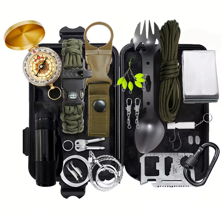 Kit de supervivencia portátil multifunción para camping y senderismo