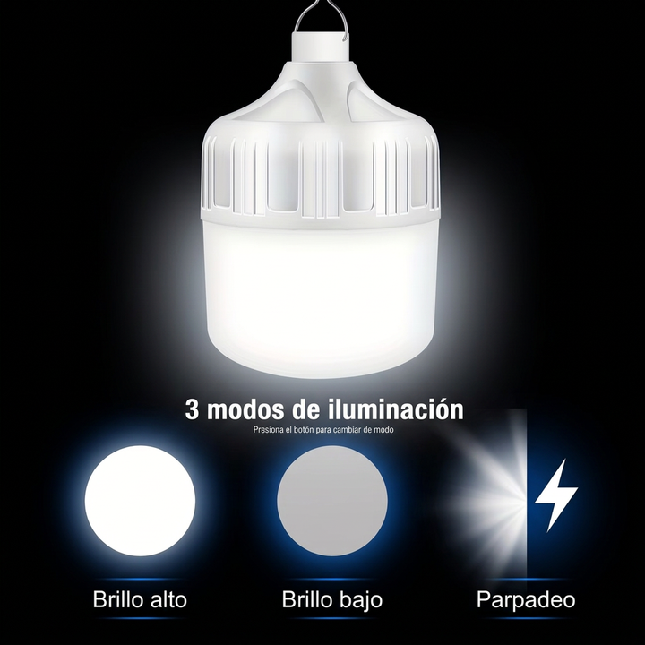 Tres modos de iluminación de la lámpara YT60S: brillo alto, brillo bajo y parpadeo