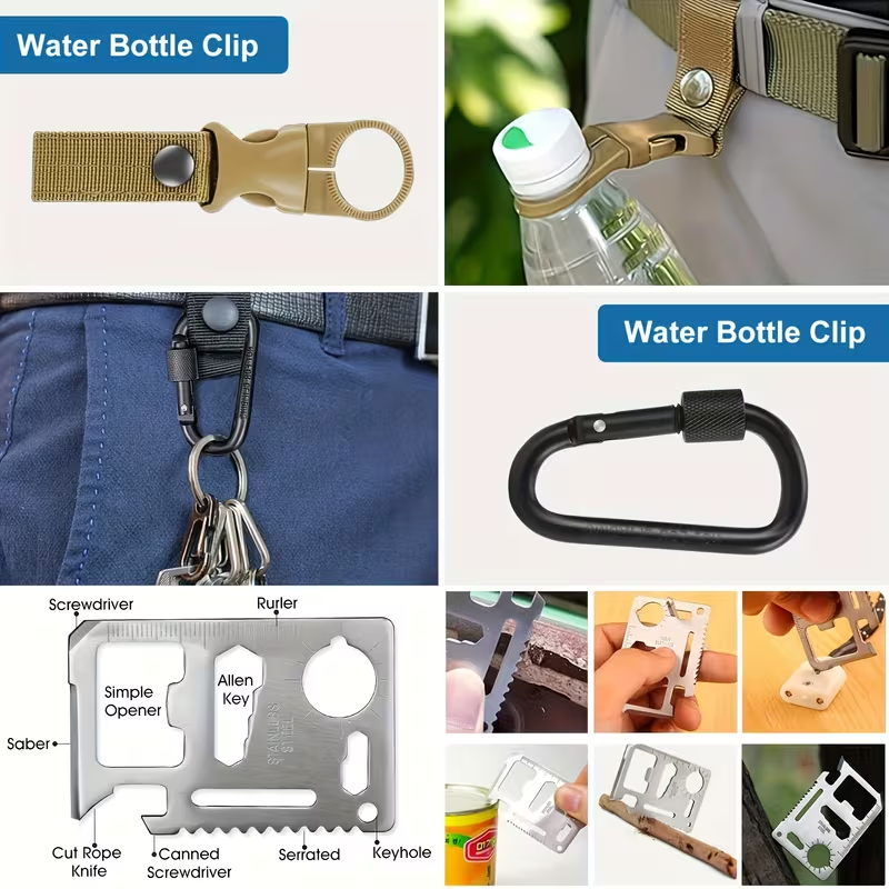 Kit de supervivencia portátil multifunción para camping y senderismo