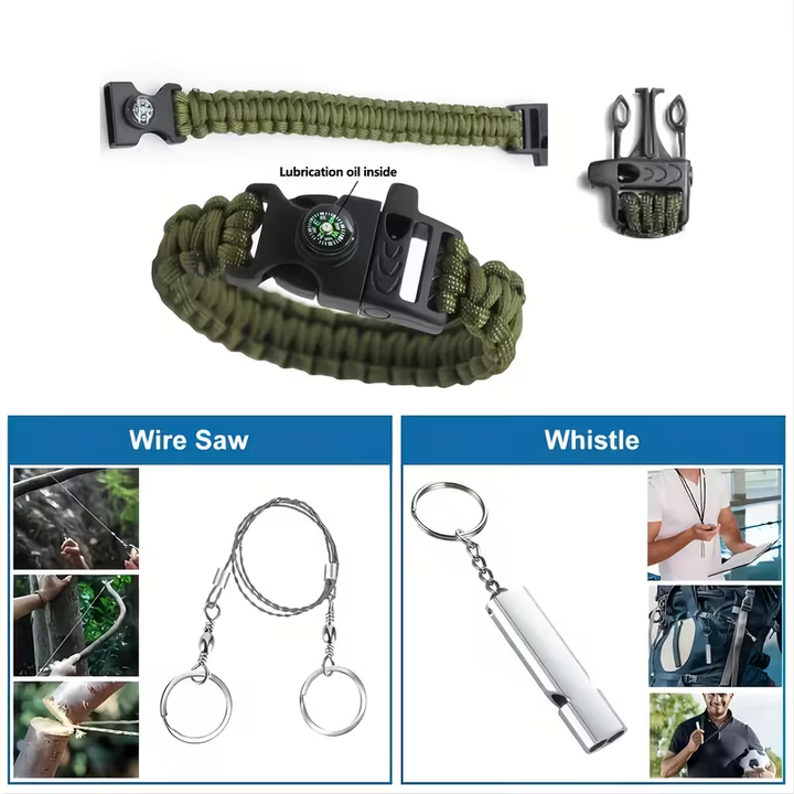 Kit de supervivencia portátil multifunción para camping y senderismo