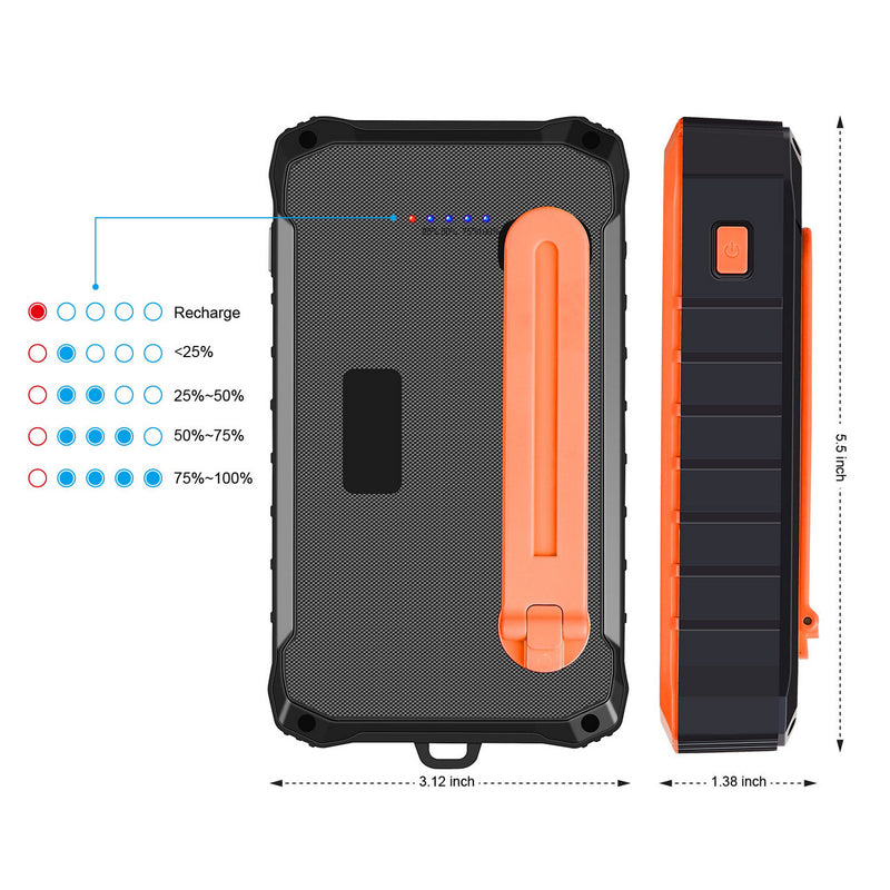 Cargador de batería Solar portátil, 12000mAh, Luz LED. - MAGICAL OUTDOOR